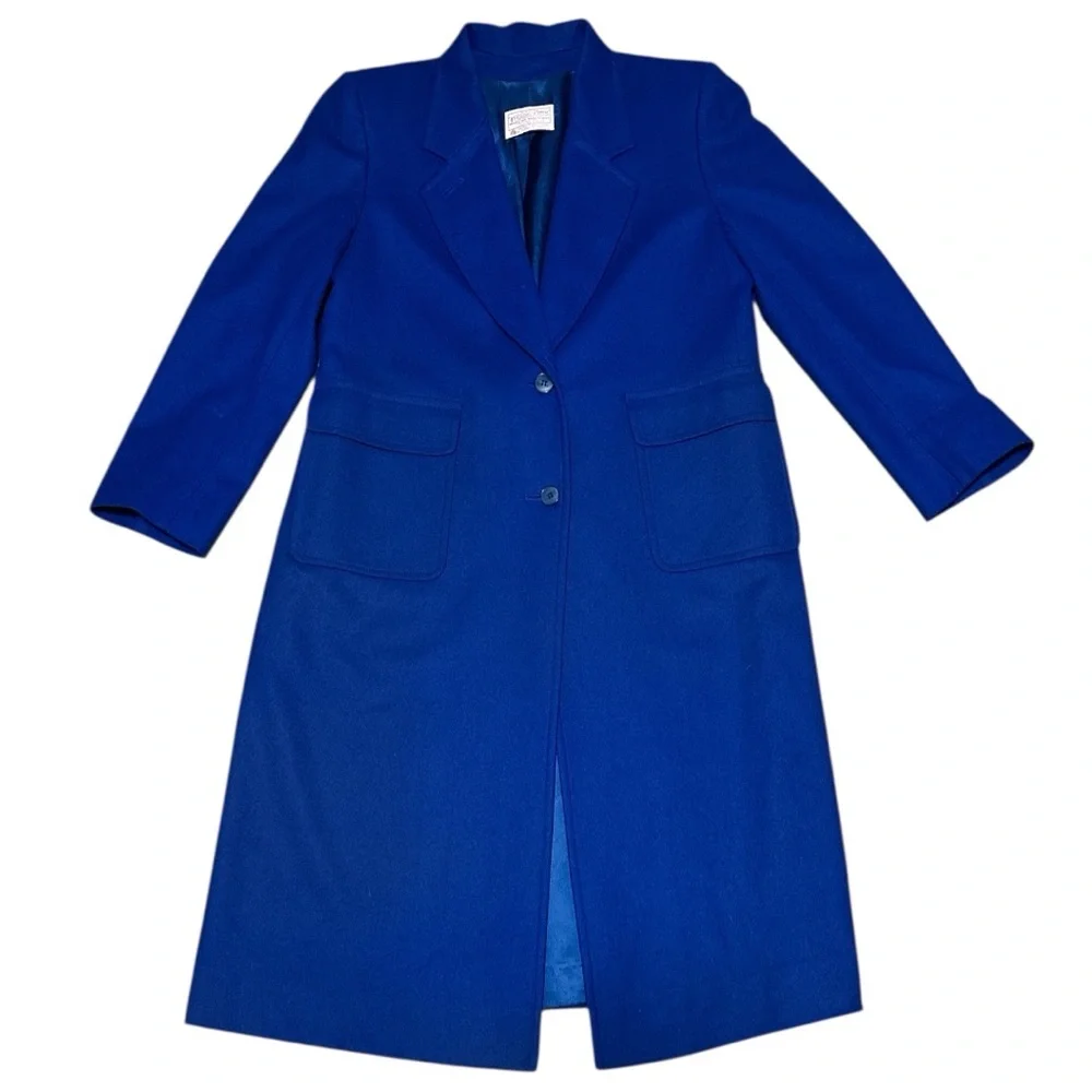 PENDLETON Pure Virgin Wool Single Breast Button Blue Trench Coat Medium Petite